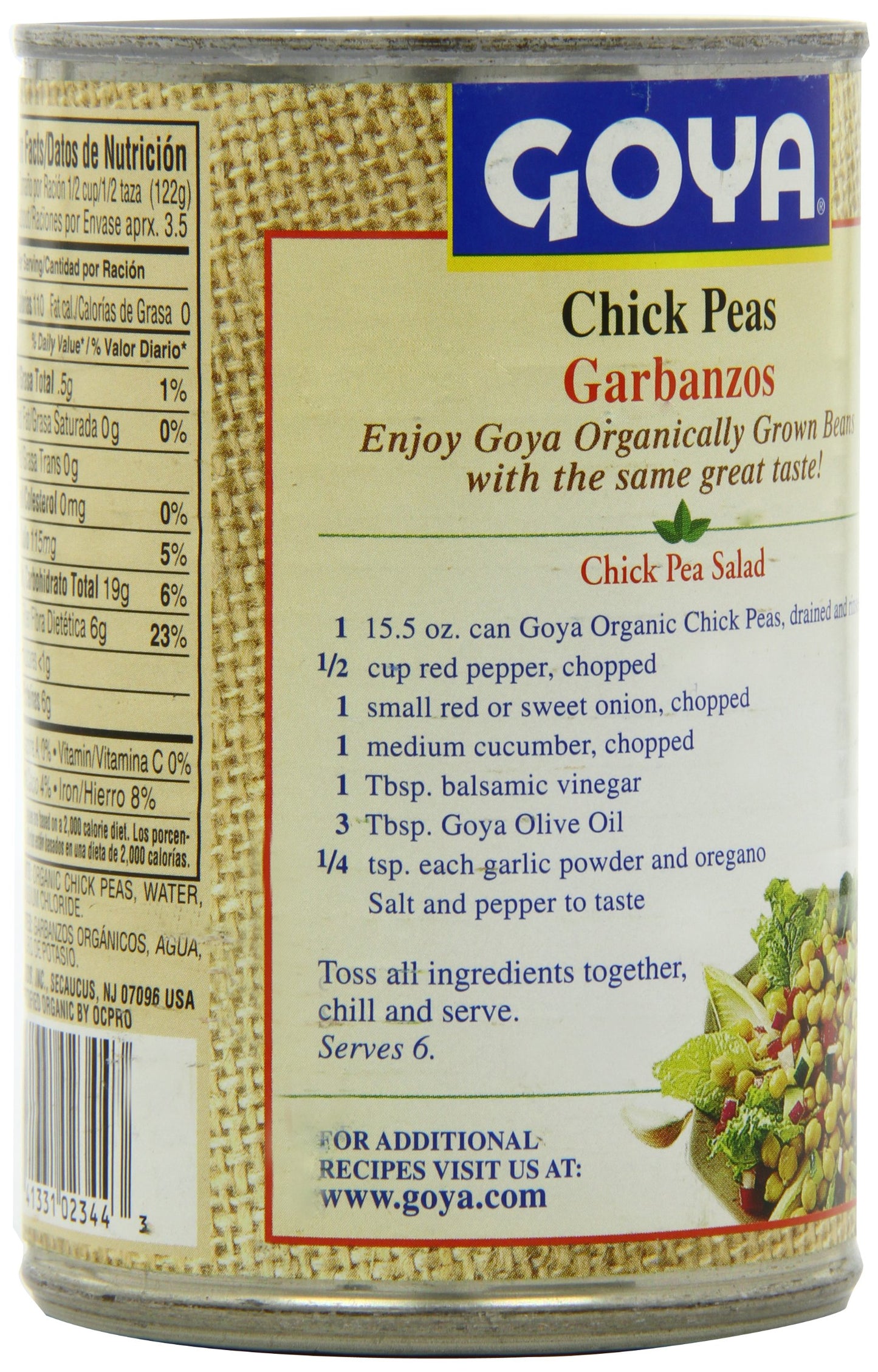 Goya Organic Chick Peas, 15.5-Ounce (Pack Of 24)