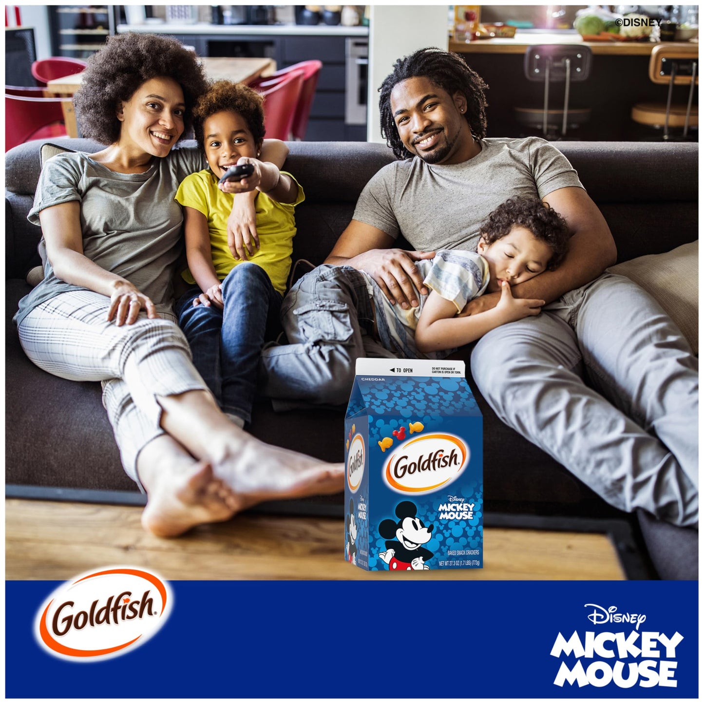 Goldfish Disney Mickey Mouse Cheddar Crackers, Snack Crackers, 27.3 oz carton (Pack of 2)