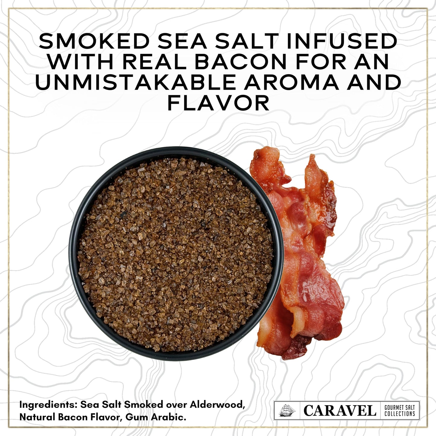 Caravel Gourmet Smoked Bacon Sea Salt 3-Pack, All-Natural, Non-GMO, 12 oz Total