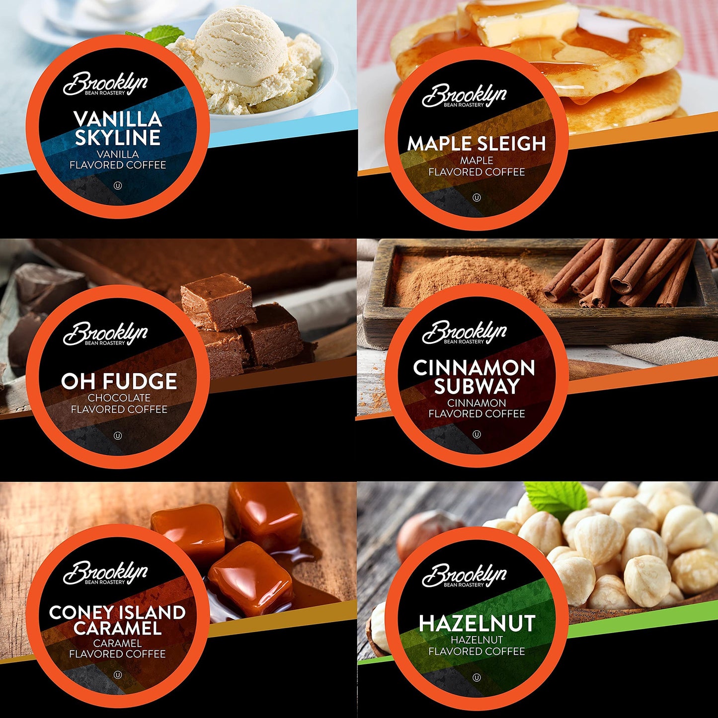 Brooklyn Beans Flavored Coffee Pods Assorted Variety Pack, Compatible with Keurig 2.0, 40 Count