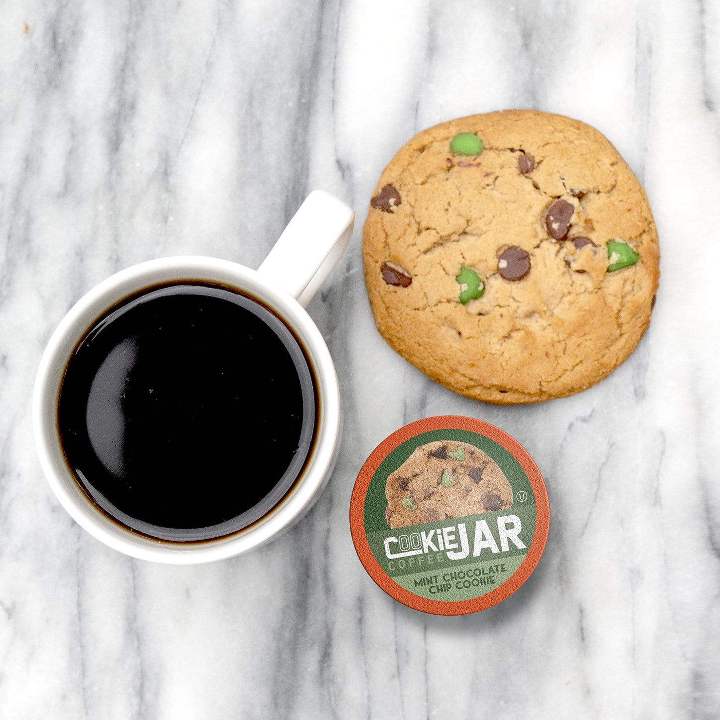 Cookie Jar Mint Chocolate Chip Flavored Coffee Pods, 40 Count, Compatible with Keurig K-Cup, Recyclable Pods
