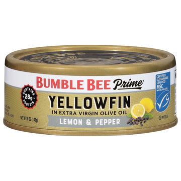 Bumble Bee Yellowfin Tuna in Extra Virgin Olive Oil, 5 oz Can, Wild Caught, Non-GMO, MSC Certified, 28g Protein per Serving