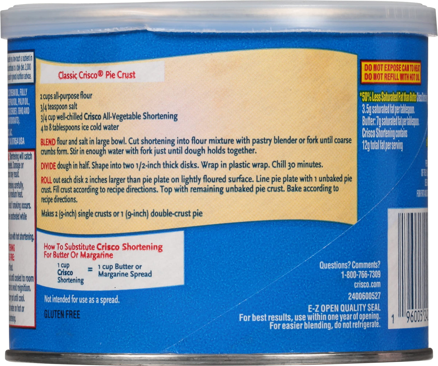 Crisco All-Vegetable Shortening, 16 Ounce