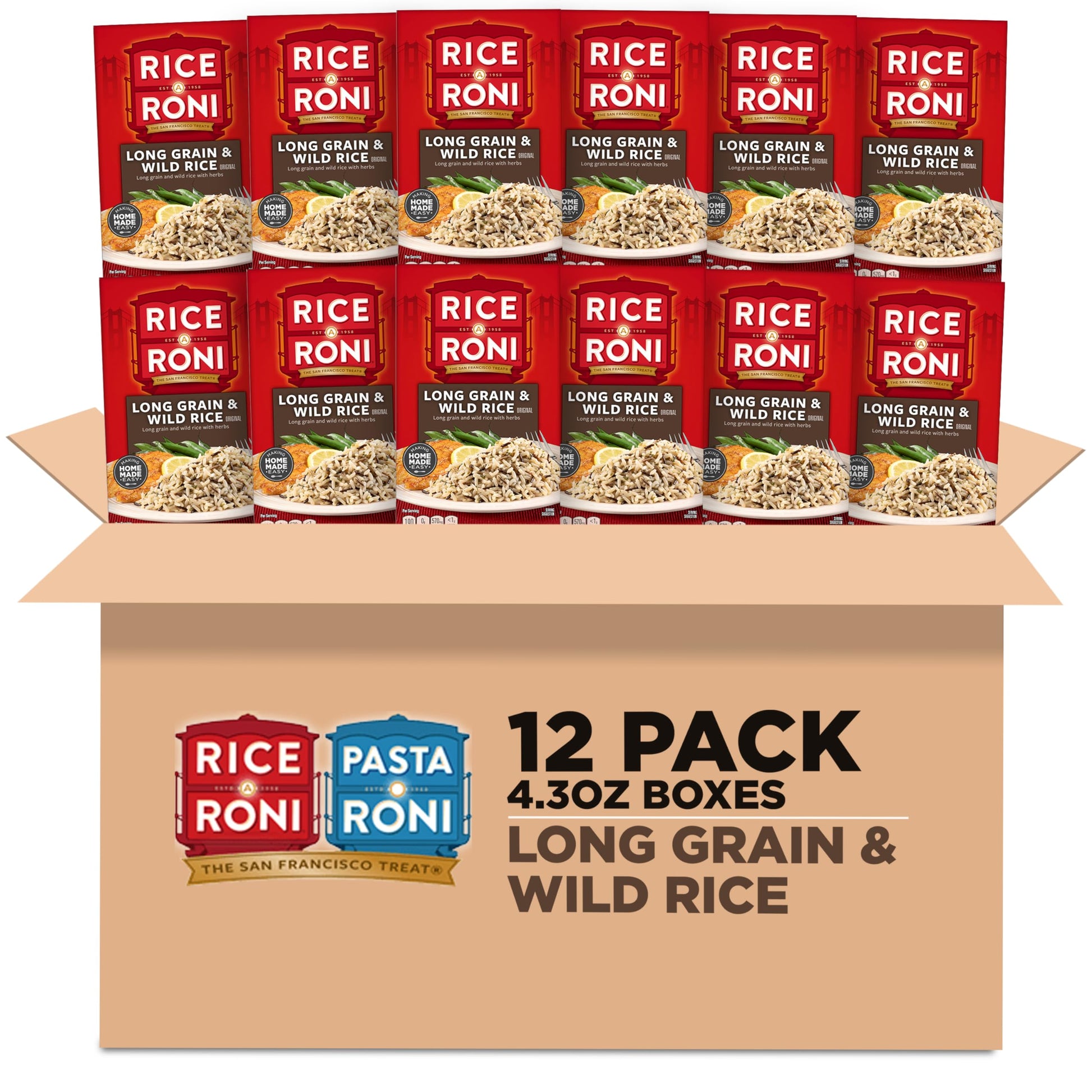 Rice-A-Roni Long Grain & Wild Rice with Herbs, 4.3 Ounce Pack of 12, Model 10015300430478