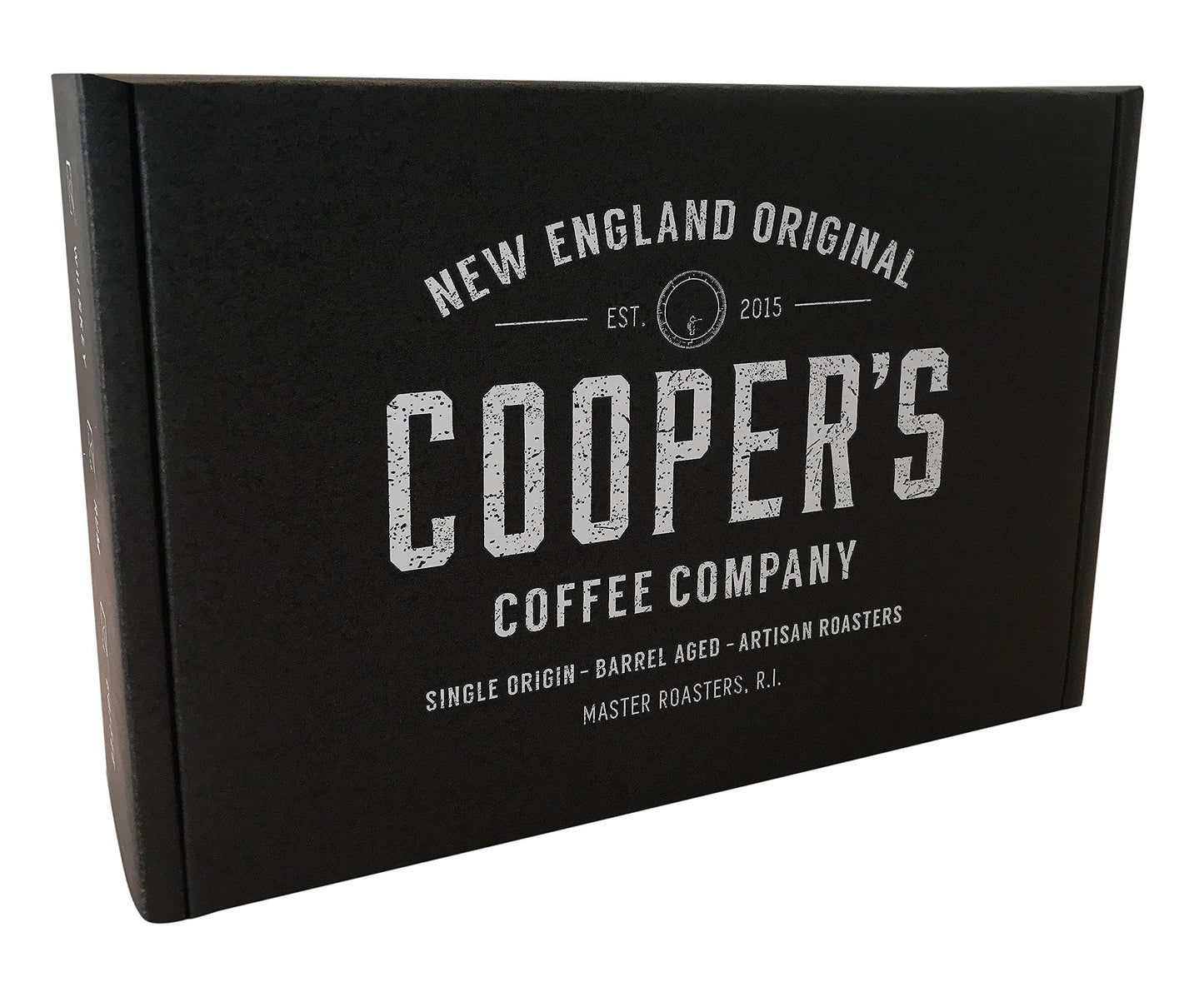 Coopers Cask Coffee Wine Barrel Aged Coffee Gift Box Set, Medium Roast Whole Bean, 12 oz Total, Brown