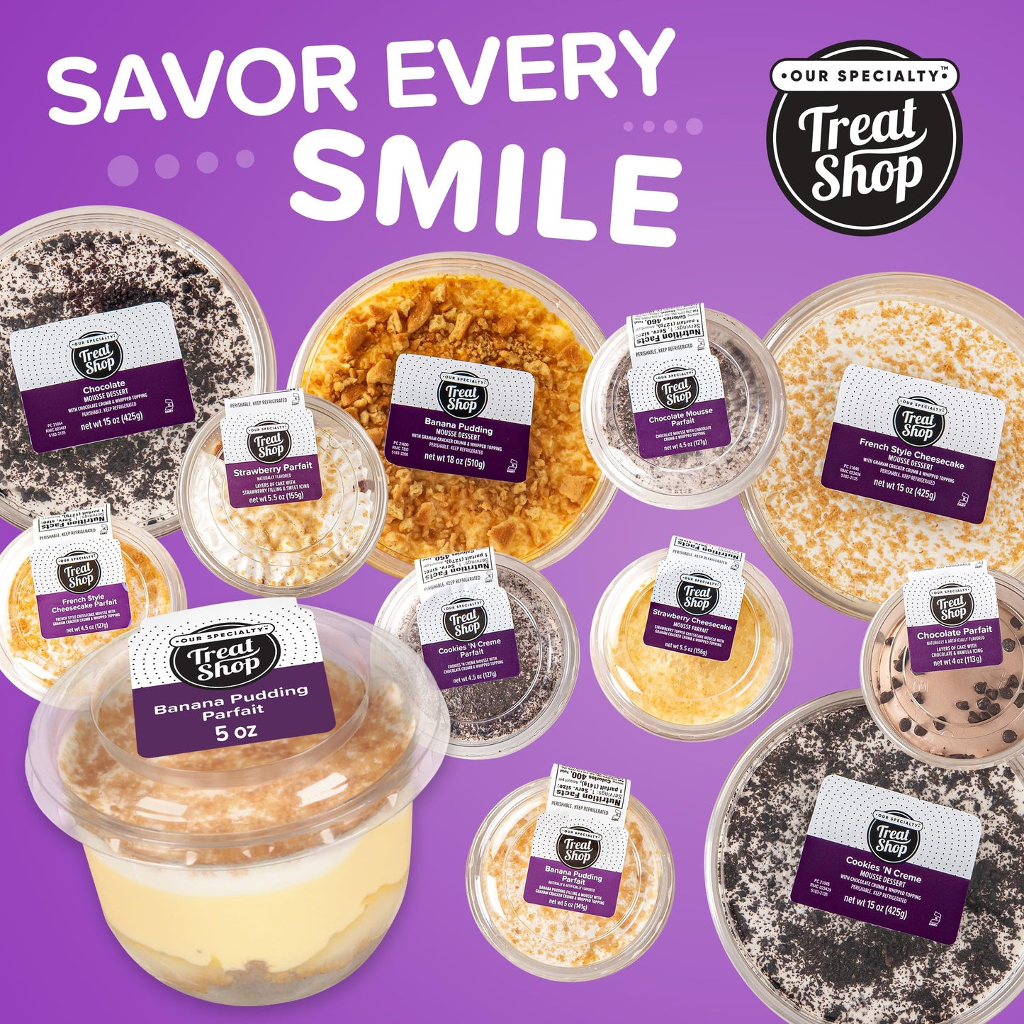 Our Specialty Banana Pudding Parfait Cup with Whipped Topping, Single Serve Dessert, Frozen, 5 Oz