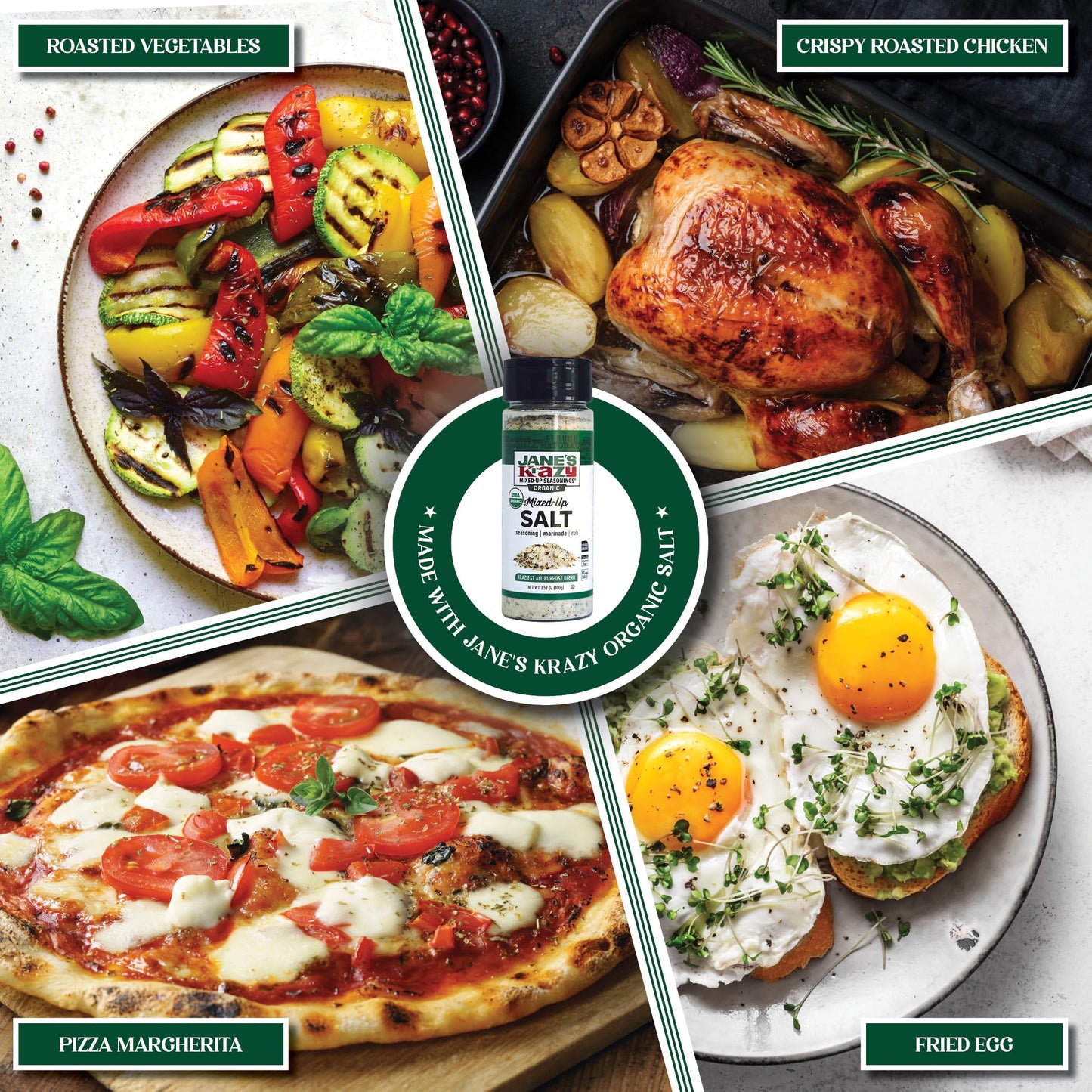 Janes Krazy Organic Mixed-Up Salt Blend 3.53oz | Seasoned Salt | Original Janes Krazy Seasoning Salt now Certified USDA Organic