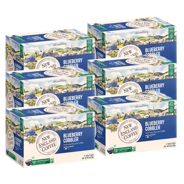 New England Coffee Blueberry Cobbler Medium Roast Single Serve Pods, 12Ct Box (Pack Of 6)