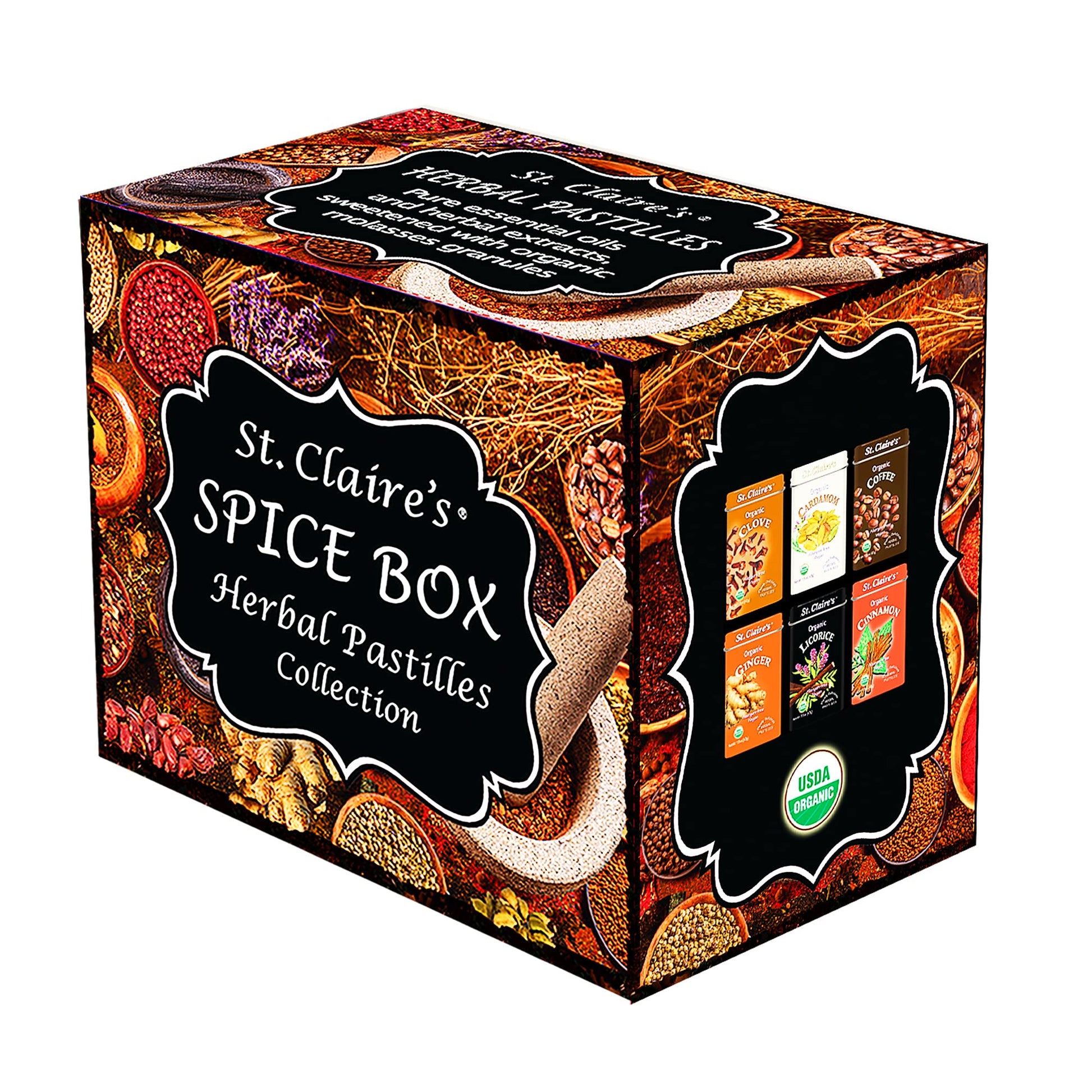 St. Claire's Spice Box Collection, (6 flavors, 1.5 Ounce Tins, Pack of 6) | Gluten-Free, Vegan, GMO-Free, Plant-based, Allergen-