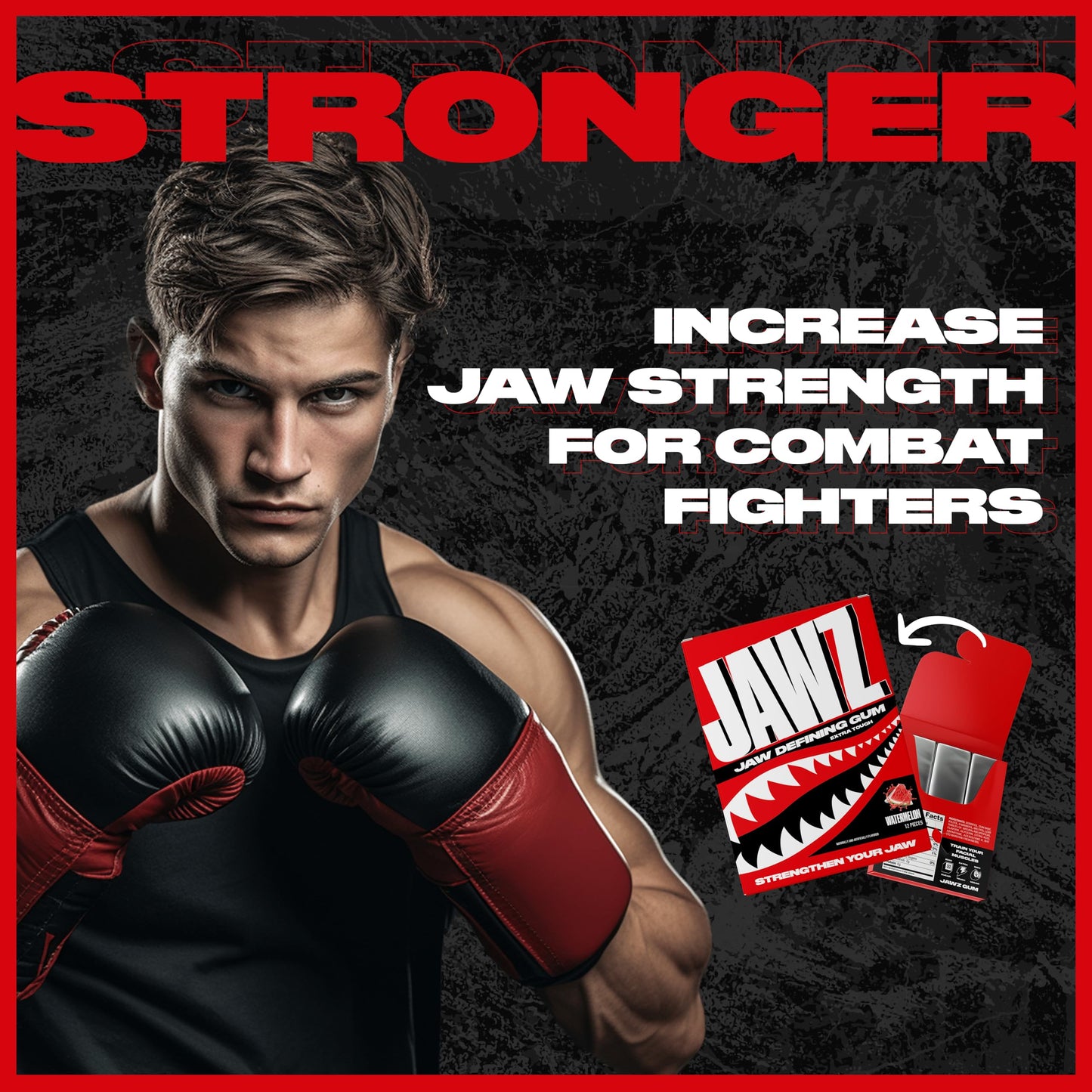 Jawz Gum Jawline Chewing Gum, 4 Pack Box, Watermelon, Face Slimming And Toning, Sugar Free