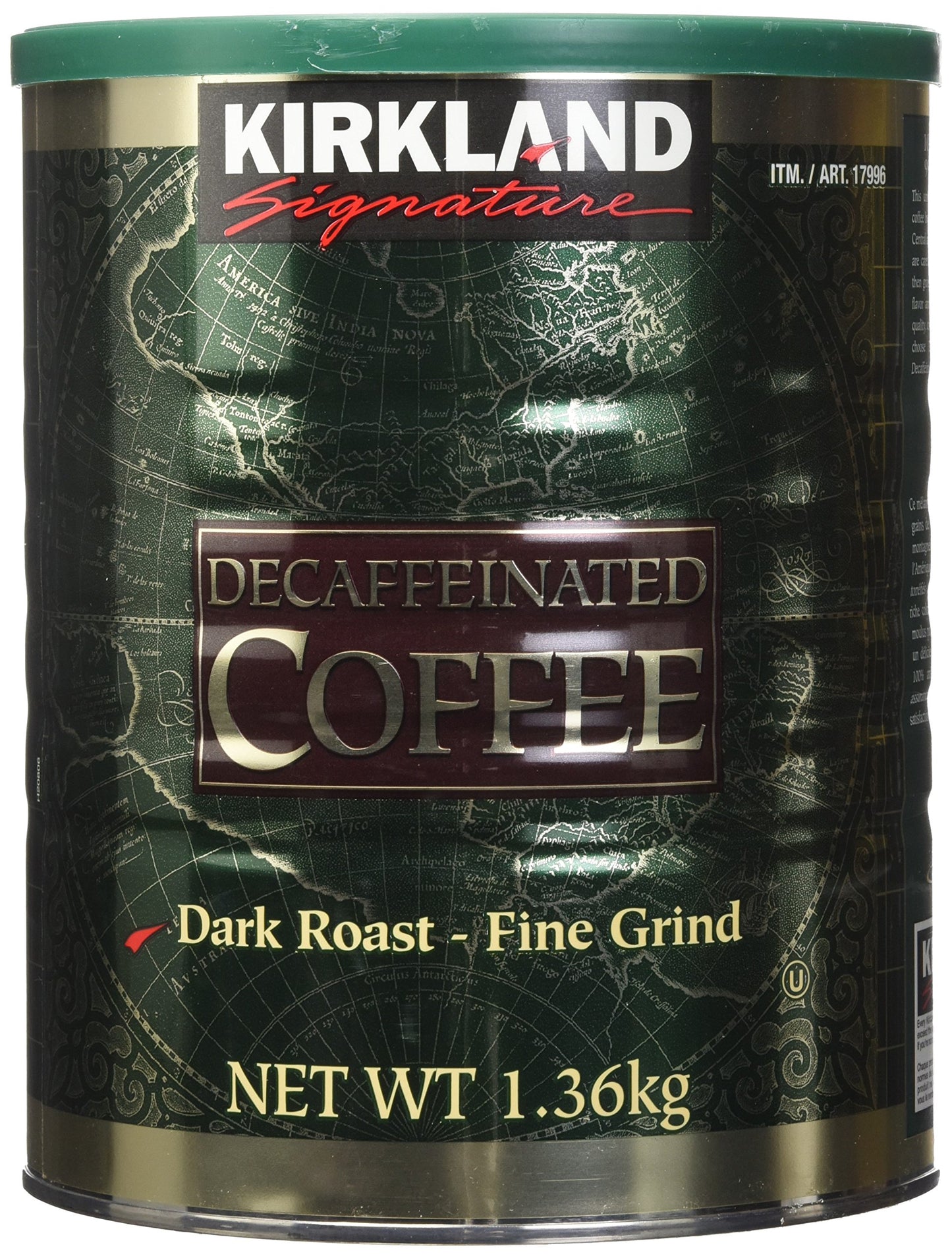 Kirkland Signature 100% Colombian Dark Roast Decaffeinated Ground Coffee - 1.36Kg