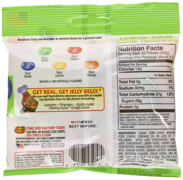 Jelly Belly Sours Flavors Assorted Jelly Beans, 3.5 Ounce (Pack Of 12)