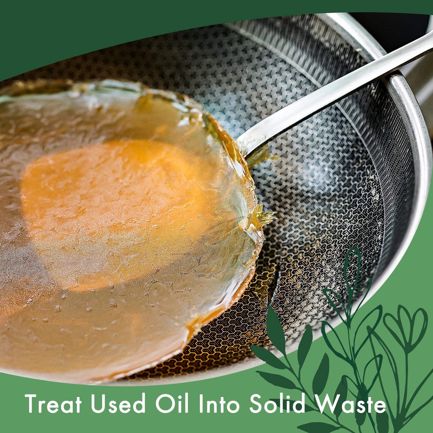 LaSyL Natural Cooking Oil Solidifier Powder, Plant-Based, 36 Oz, Model PAN FRY, 100% Eco-Friendly, Solidifies Up to 6.74 Gallons