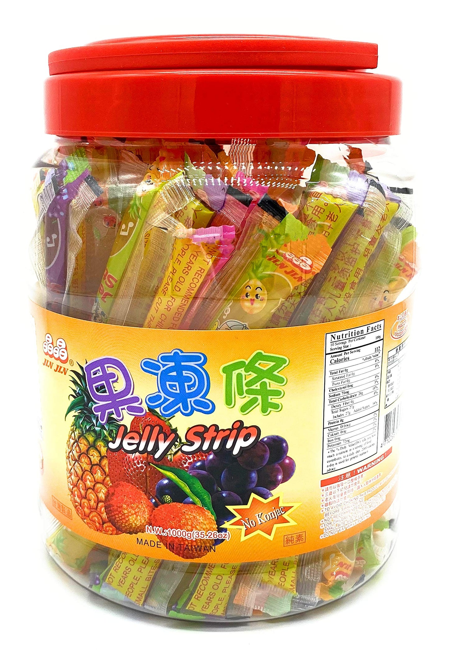 Jin Jin Fruit Jelly Filled Strip Straws Candy - 35.26 oz, Assorted Flavors