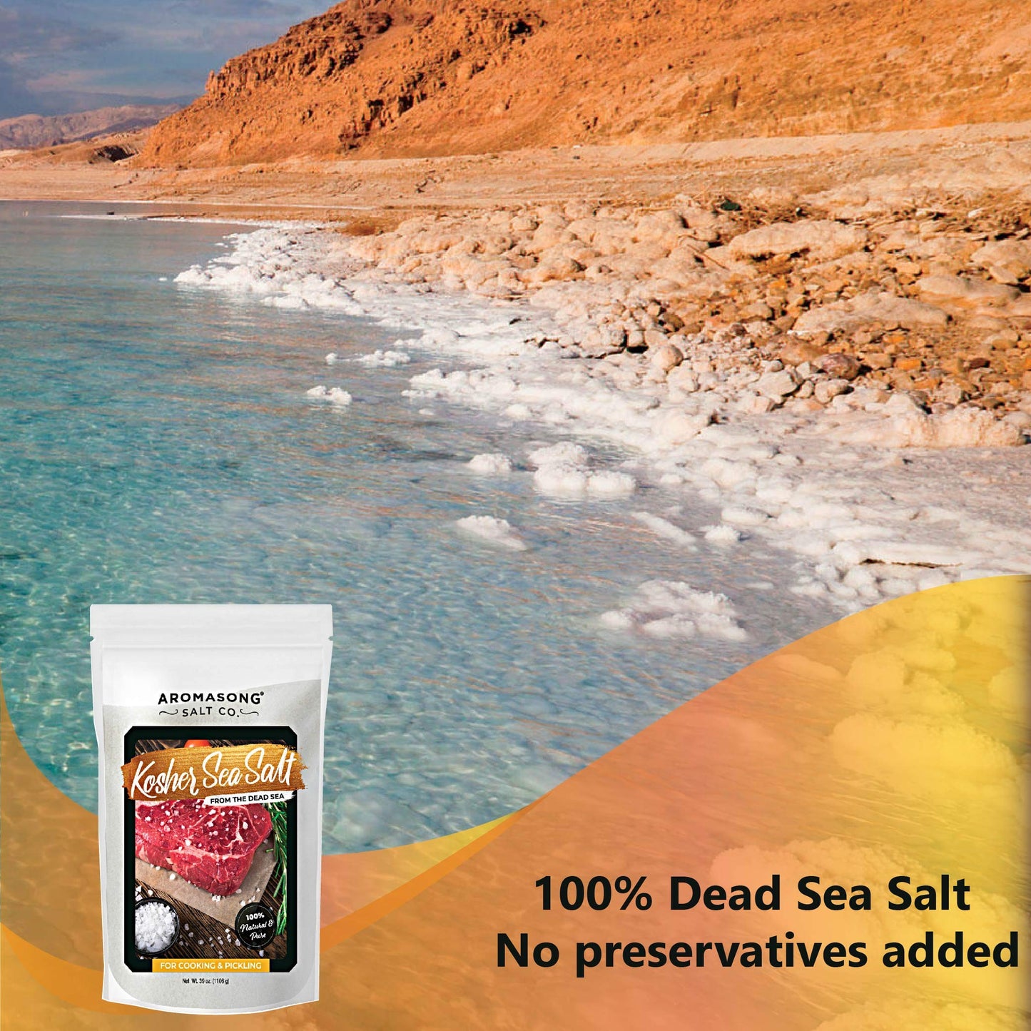 Aromasong 100% Natural Sea Salt from the Dead Sea Food Grade 19 Lb, Kosher Salt Grain, Gluten Free Unrefined, Grinder Refill For