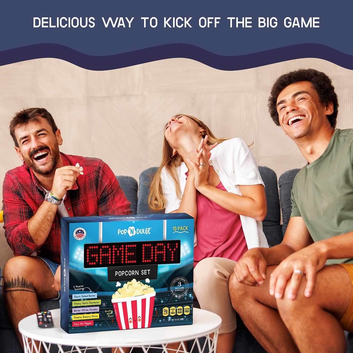 Game Day Movie Night Popcorn Gift Set Gifts For Men Family Gifts Party Supplies, 5 Non-Gmo Gourmet Popcorn Kernels And 5 Popcorn