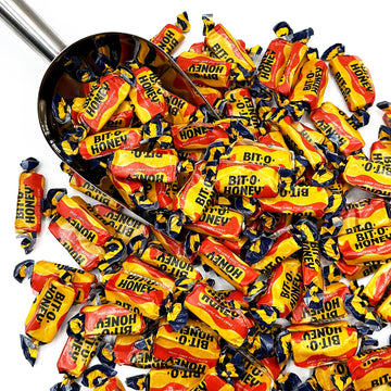 Bit-O-Honey Candy - 1 Lb Bulk Bag - Individually Wrapped Retro Candy - Real Honey And Almond Taffy (Approx 65 Pieces)