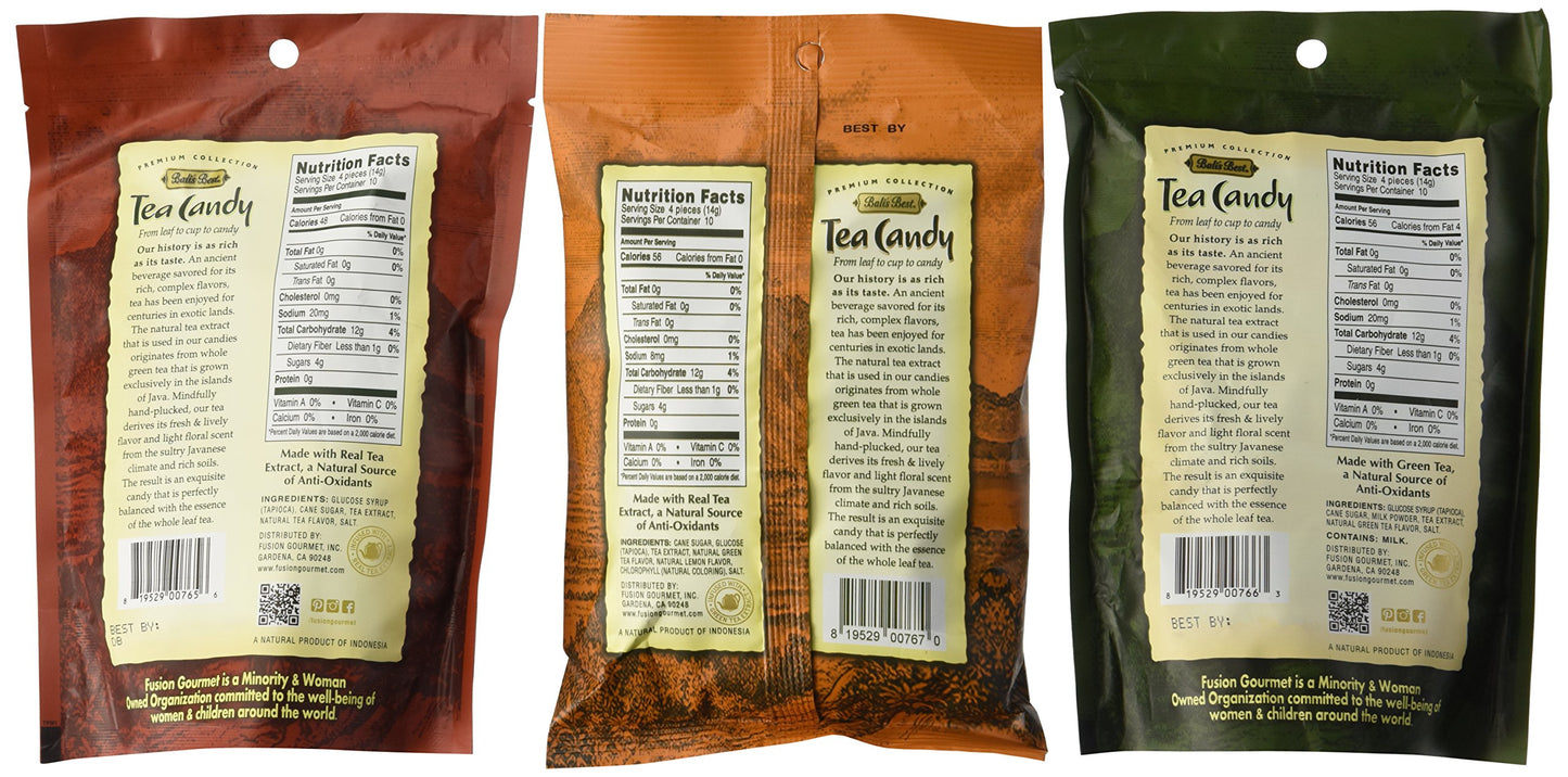 Bali's Best Assorted Tea Candies, 5.3 Oz Bag (Pack of 3) - Delicious Brown Sweet Treats for Tea Lovers