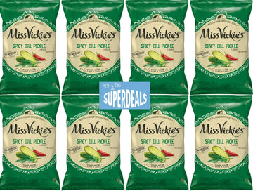 Kettle Cooked Potato Chips By Miss Vickie'S Value Pack Bundled By Superdeals | 1.375 Oz Bag | Spicy Dill Pickle | Pack Of 8 With