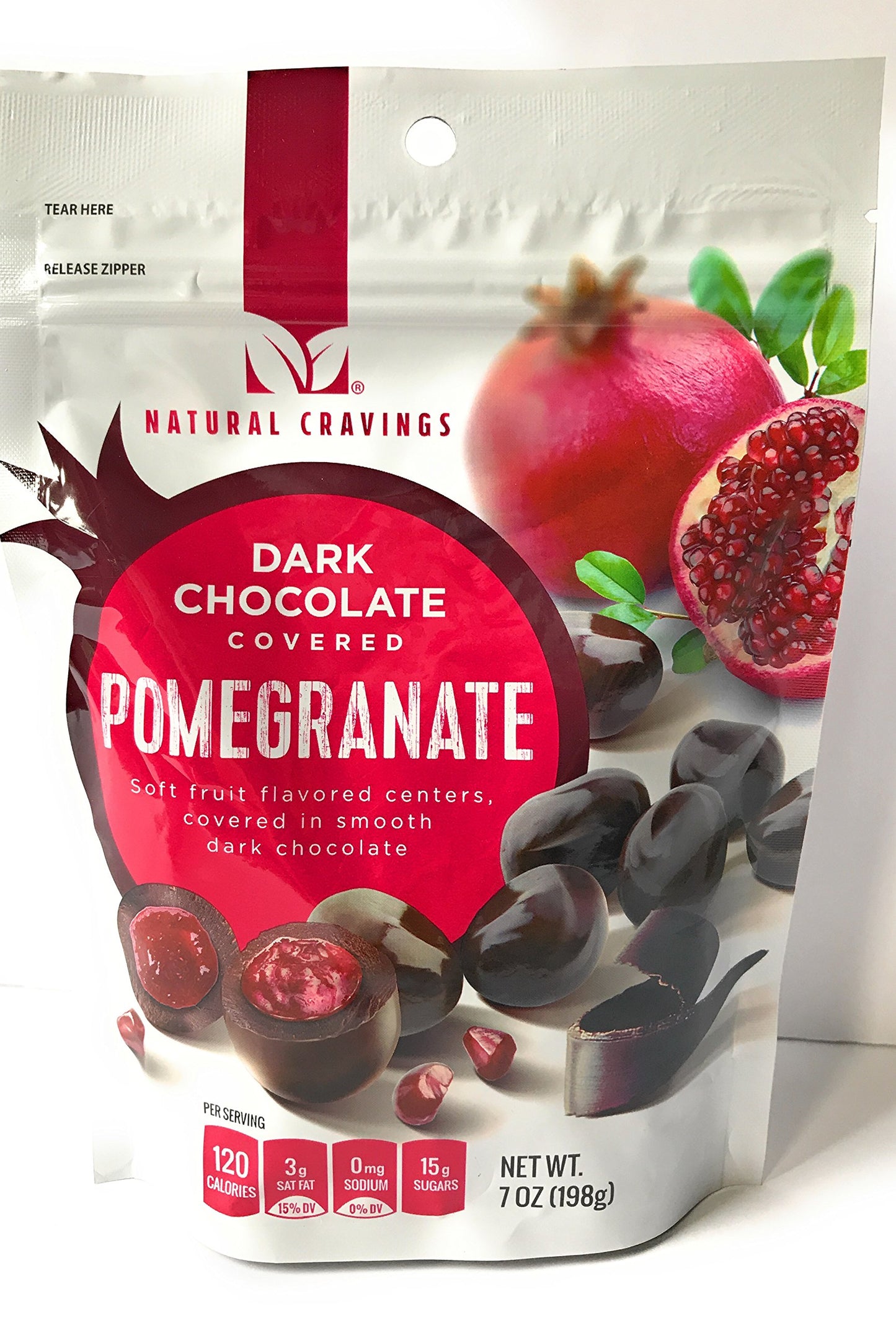 Natural Cravings Chocolate Covered Pomegranates - One 7 Ounce Package Of Dark Chocolate Covered Pomegranates - Delicious!
