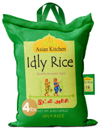 Asian Kitchen Idly (Idli) Rice 4-Pound Bag, 4lbs (1.81kg) Short Grain Rice ~ All Natural | Vegan | Indian Origin | Export Qualit