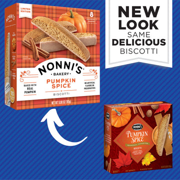 Nonnis Pumpkin Spice Biscotti - Pumpkin Cookies - Pumpkin Biscotti w/Blend of Spices & Dipped in Cinnamon Icing - Individually