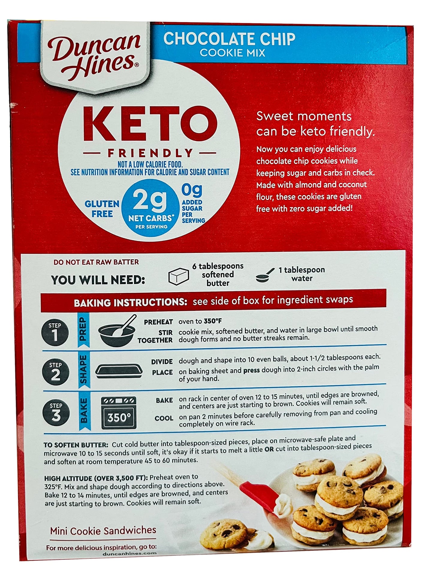 Duncan Hines Keto Friendly Chocolate Chip Cookie Mix, 8.8 Oz