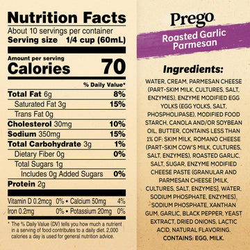 Prego Alfredo Sauce with Roasted Garlic and Parmesan Cheese, 22 Oz Jar