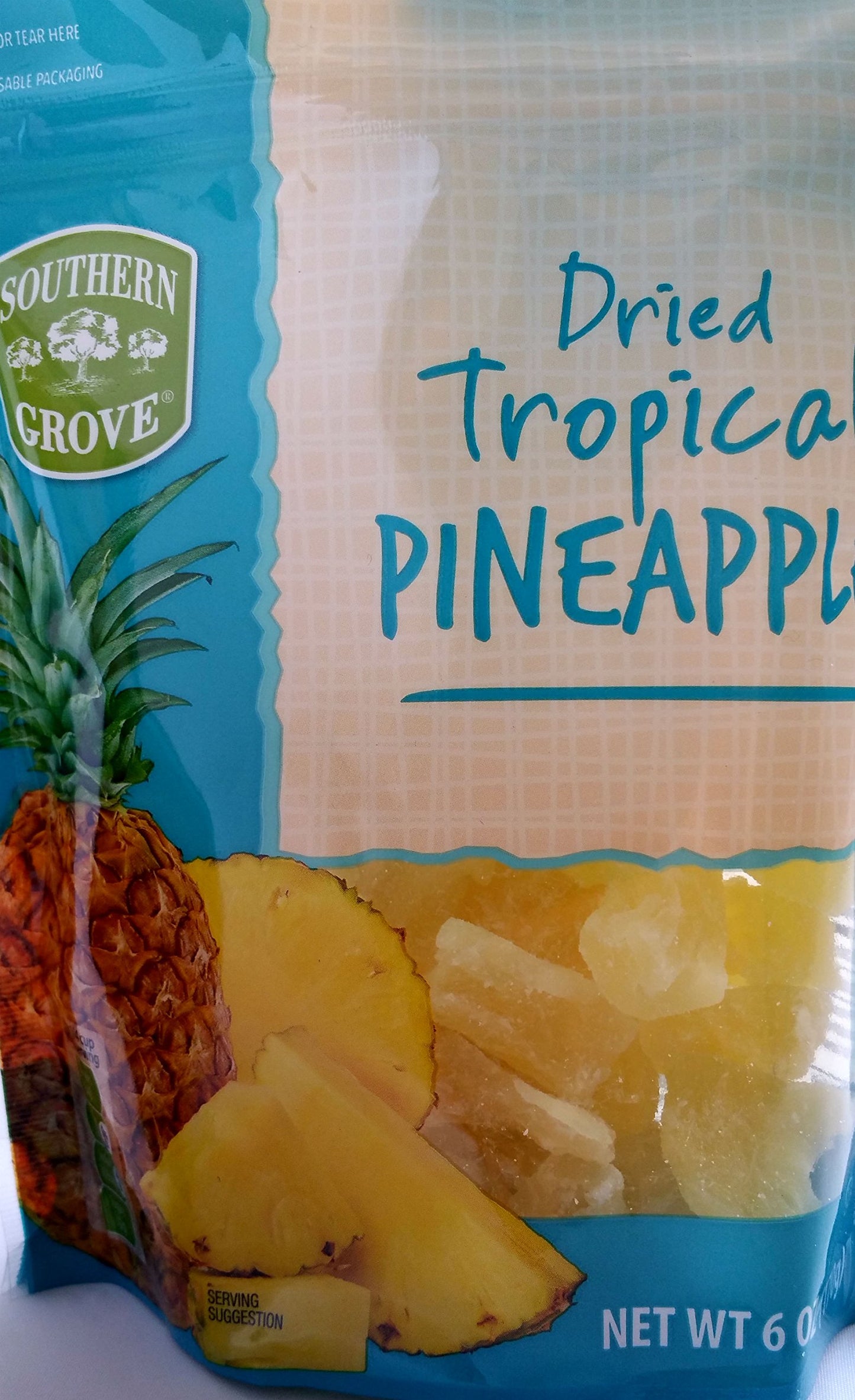 Southern Grove - Dried Tropical Pinapple - Net Wt. 6 Oz. (170G) - Two (2) Pack