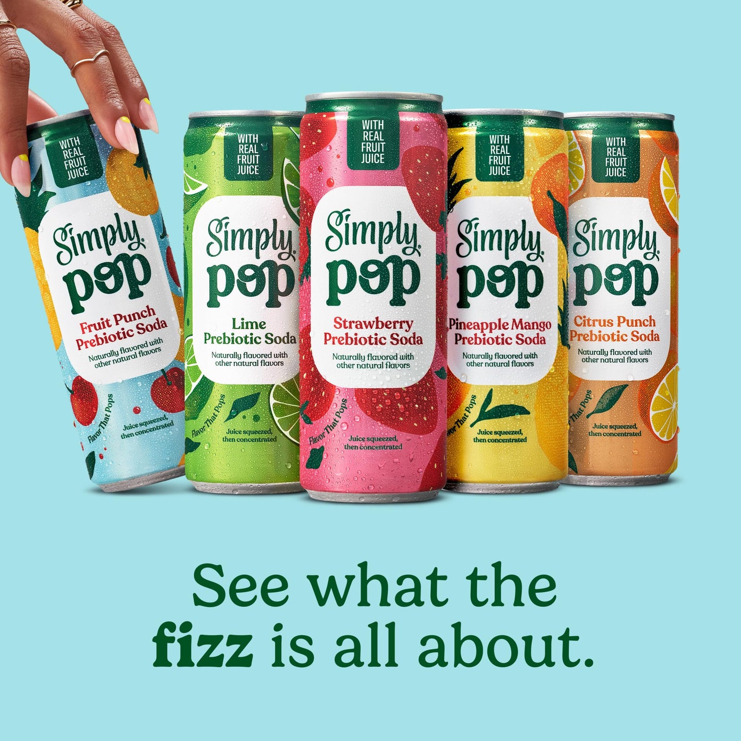Simply POP Prebiotic Soda Fruit Punch Cans  12 fl oz  12 Pack
