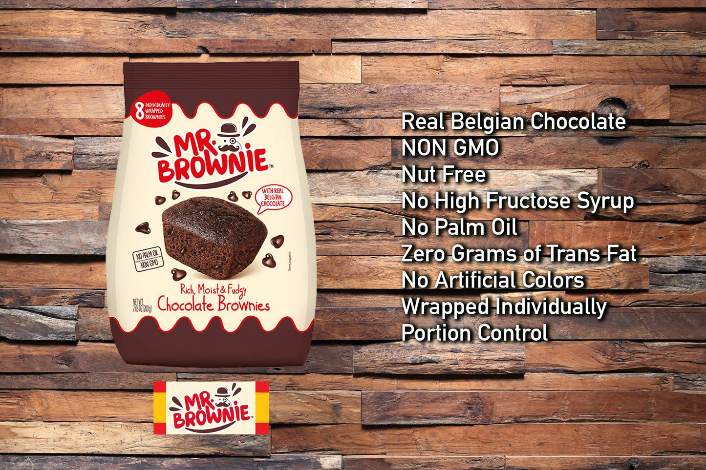 Mr. Brownie Chocolate Brownies | 8 Individually Wrapped Bites | 2 Pack | Dark Brown