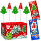 60 Pack Christmas Lollipops - Individually Wrapped Christmas Holiday Themed Hat And Tree Lollipops - Colorful Red & Green Designs & Delicious Flavor -Bulk Candy Use For Stocking Stuffers, Party Favor, Classroom & Office  , Candy Jar Fillers