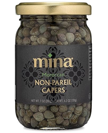 Mina Capers Non Pareil 7 Oz, Perfect Mediterranean Seasoning Or Garnish, Moroccan Capers Jar, Made With Only Capers, Water, Vinegar And Sea Salt, Non Gmo, Keto, Vegan, Gluten Free