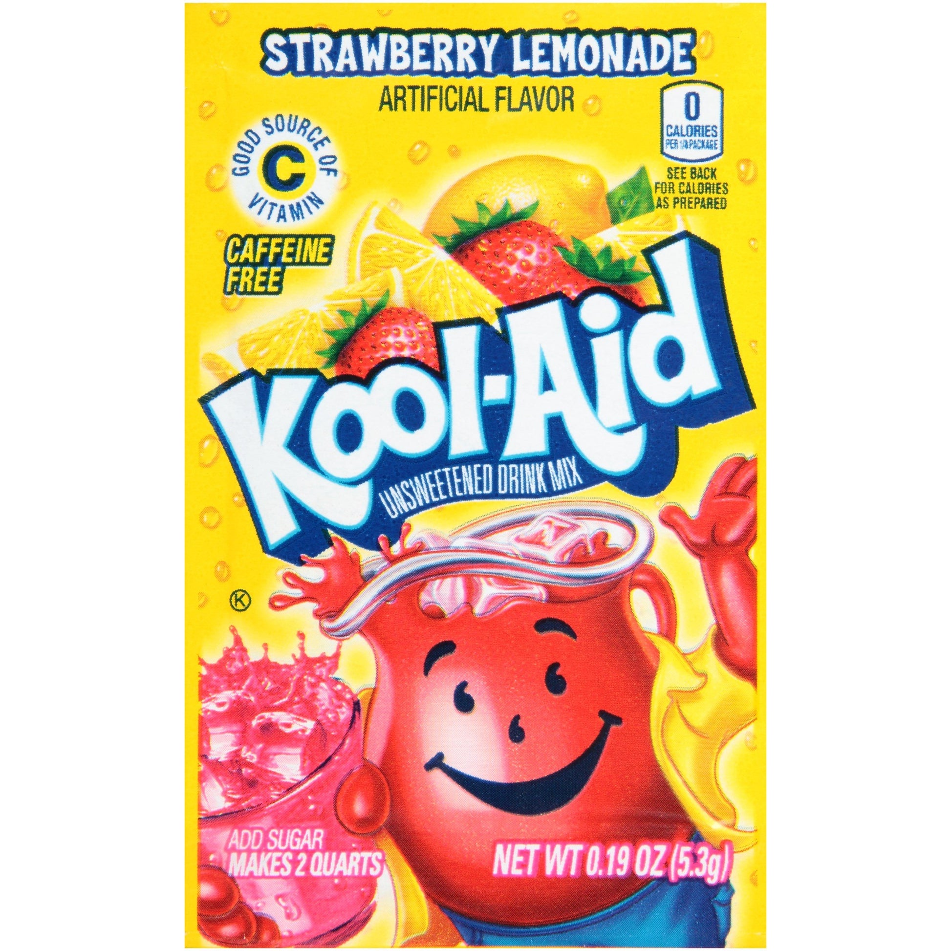 Kool-Aid Unsweetened Strawberry Lemonade Powdered Drink Mix, Caffeine Free, 192 Packets, 0.19 Ounce Each