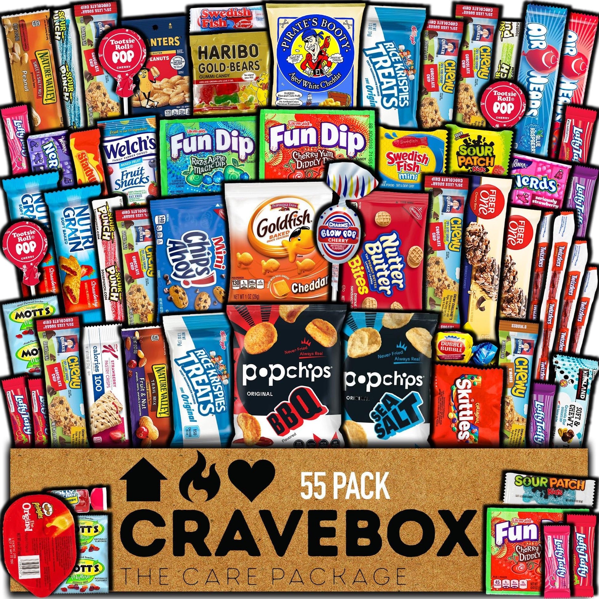 CRAVEBOX Snack Box (55 Count) Halloween Variety Pack Care Package Gift Basket Adult Kid Guy Girl Women Men Birthday College Stud
