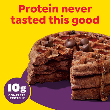 Eggo Protein Frozen Waffles, Frozen Breakfast, Protein Snacks, Chocolate Chip Brownie, 12.3oz Box (10 Waffles)