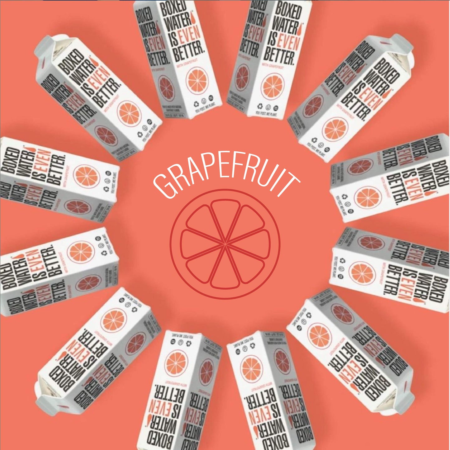 Boxed Water 16.9 Oz. (12 Pack) Grapefruit Flavored Water - Purified Drinking Water In 92% Plant-Based Boxes – Zero Calories & Sugar Free, More Sustainable Than Plastic Bottled Water