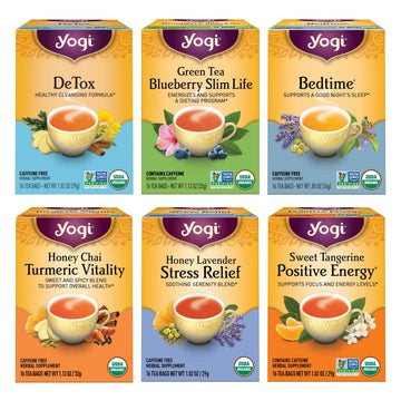 Yogi Tea Favorites Variety Pack - Organic Tea Gift Box - 16 Tea Bags per Pack (6 Packs) - Includes Sweet Tangerine, Lavender, Bedtime Tea