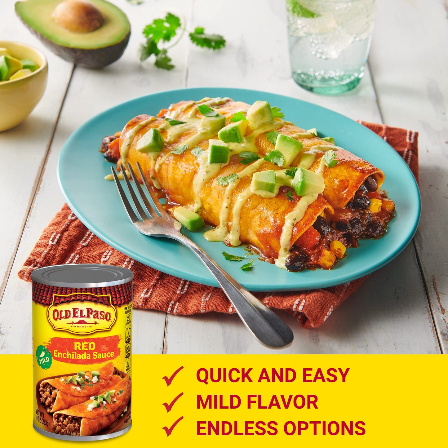 Old El Paso Mild Red Enchilada Sauce, Meal Prep, 10 oz (Pack of 12)