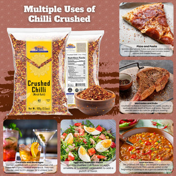 Rani Crushed Red Pepper Flakes Chilli (Pizza Type Cut) 3.5Oz (100G) ~ All Natural, No Color Added, Gluten Friendly | Vegan | Non