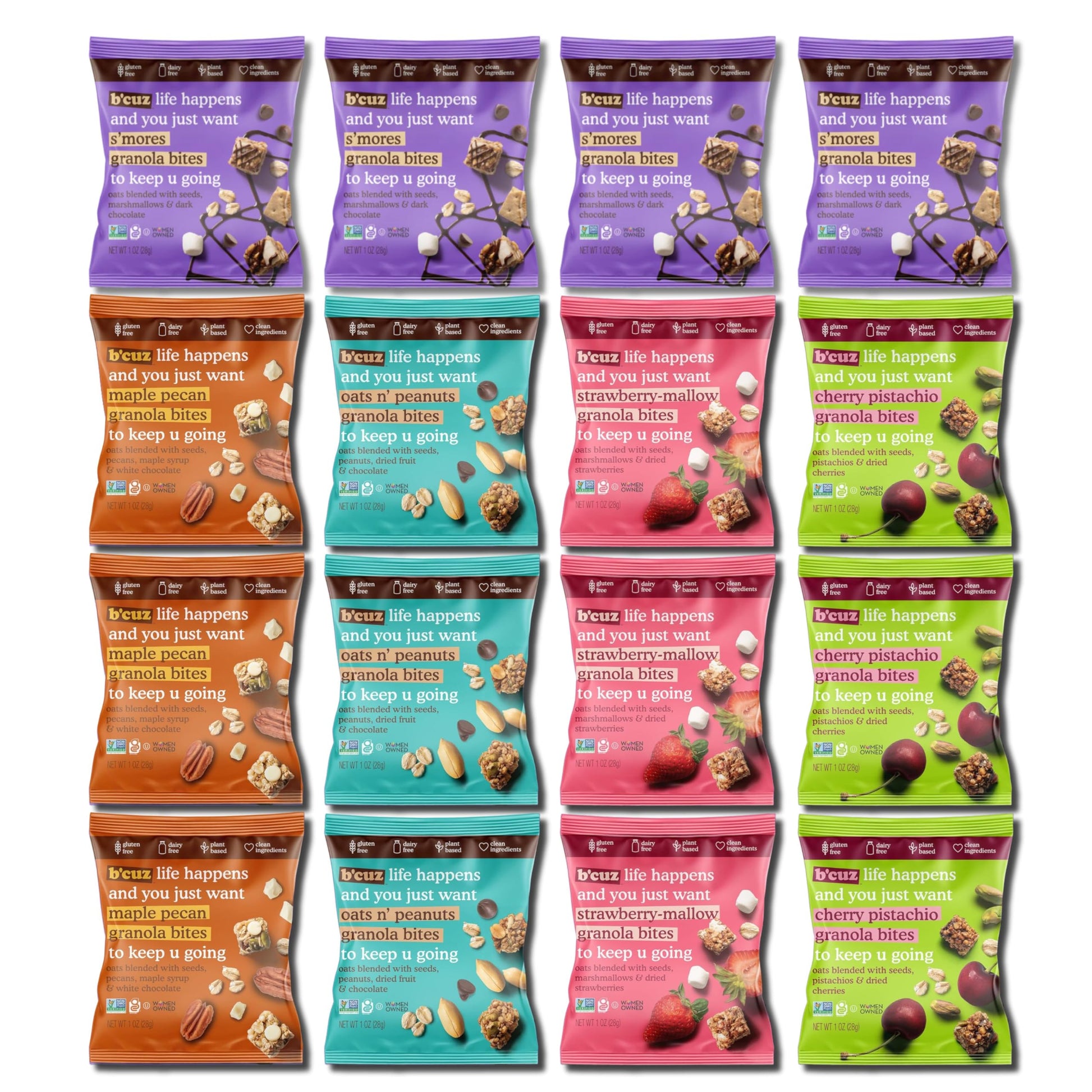 B cuz Granola Bites - Gluten Free On the Go Snacks Variety Pack, Kosher, Vegan Friendly, Travel Safe, Healthy Breakfast and Des