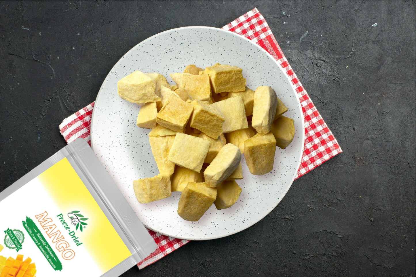 CHAVI Freeze-Dried Diced Mango | 4 oz | Pack of 2 x 2 oz | Healthy 1 Ingredient Superfood Supersnacks - Kids School Snacks - No