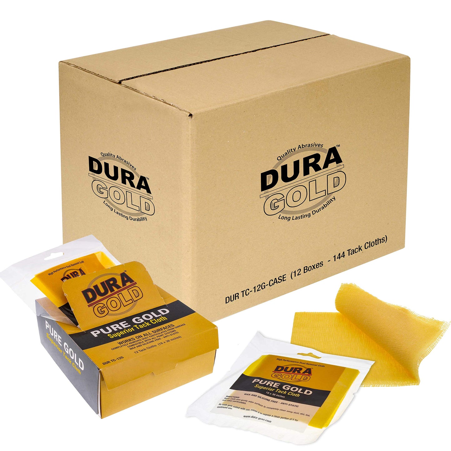 Dura-Gold - Pure Gold Superior Tack Cloths - Tack Rags (Case Of 144) - Woodworking And Painters Professional Grade - Wax And Sil