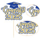 Gyufise Cake Topper Congrats 2025 Glitter Diploma Grad Cap Decoration 6.3x7.9 inches Blue Gold