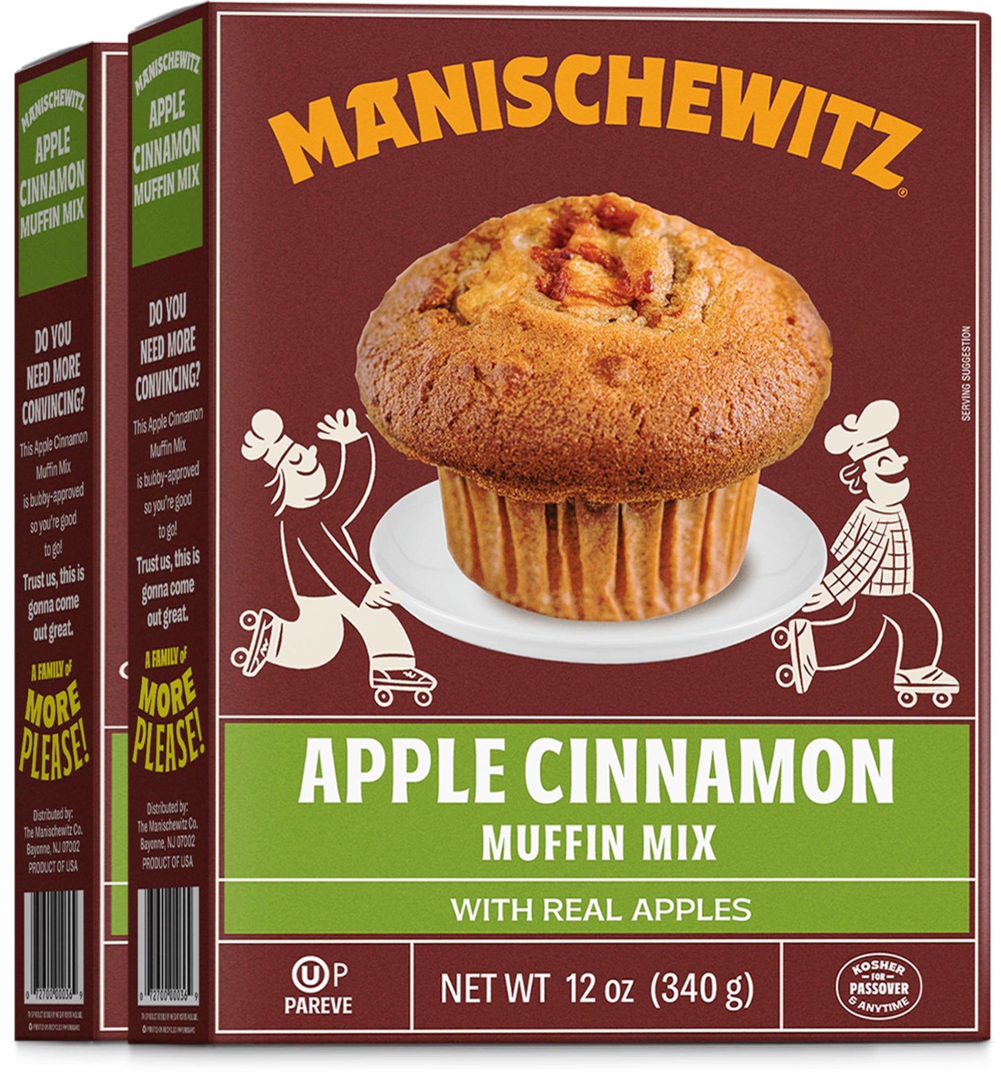 Manischewitz Apple Cinnamon Muffin Mix with Real Apples, 12oz (2 Pack) Kosher including Passover, Easy Prep!