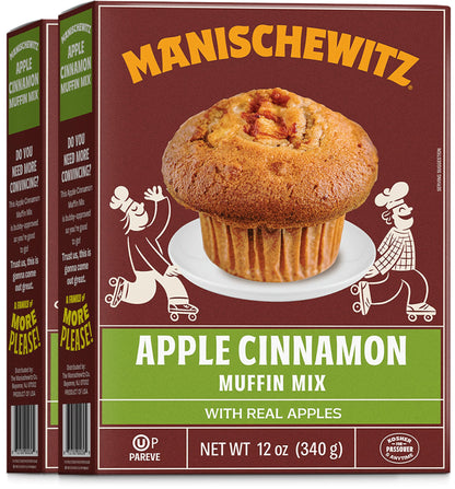 Manischewitz Apple Cinnamon Muffin Mix with Real Apples, 12oz (2 Pack) Kosher including Passover, Easy Prep!