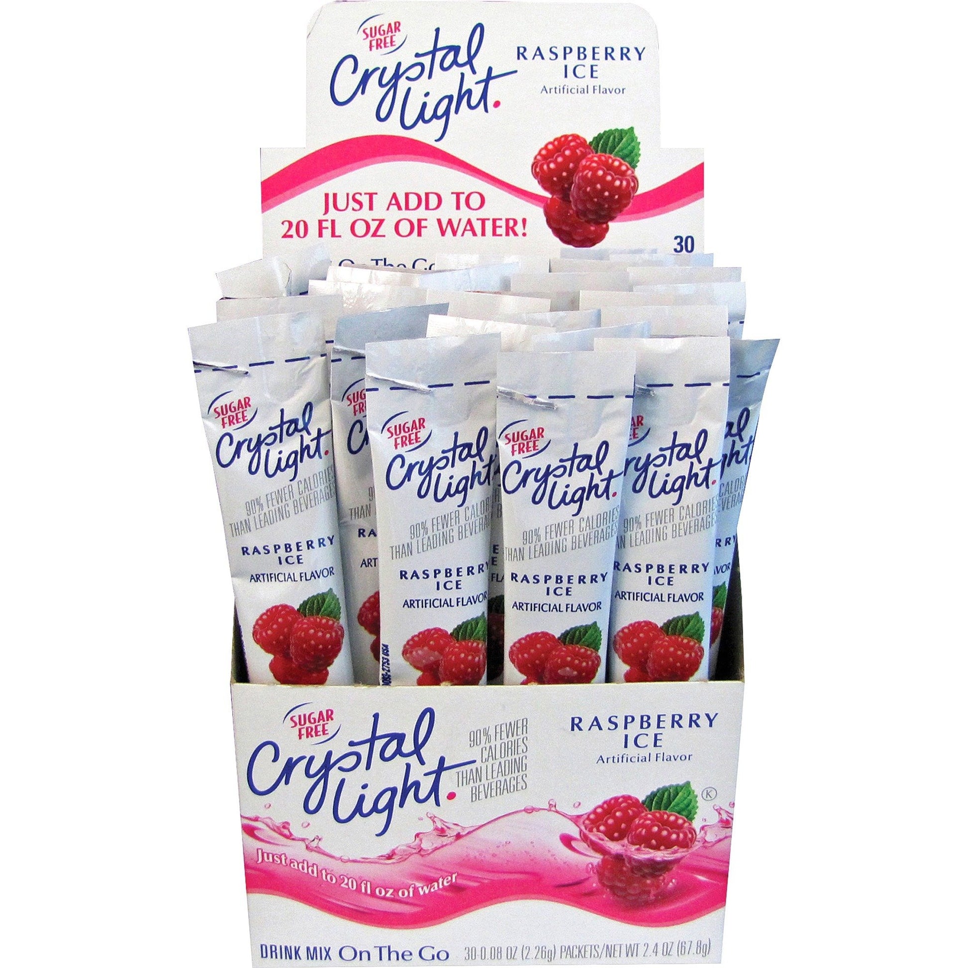Crystal Light 7980 On-The-Go Mix Sticks, 08Oz, 30/Bx, Raspberry Ice