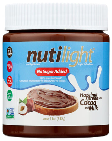 Nutilight No Sugar Added Hazelnut Spread With Cocoa And Milk, Keto And Diabetic Friendly, Non-Gmo, Gluten-Free, And Soy-Free, 11 Oz (Pack Of 1)