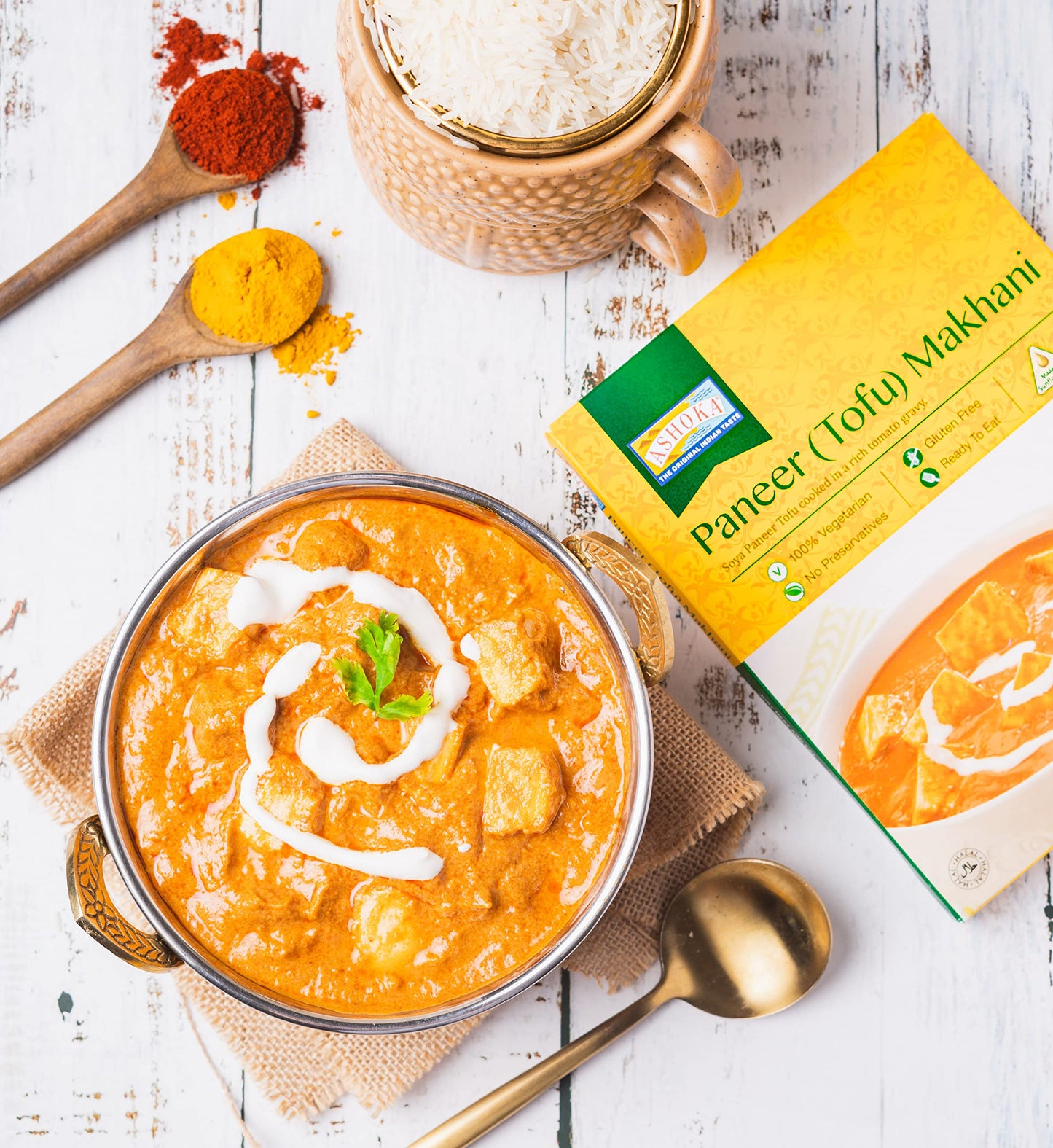 Ashoka Meals 1932, Tofu Curry, Plant-Based Gluten Free Meals, All-Natural, Ready to Heat Paneer Makhani, Kosher Certified, Authe