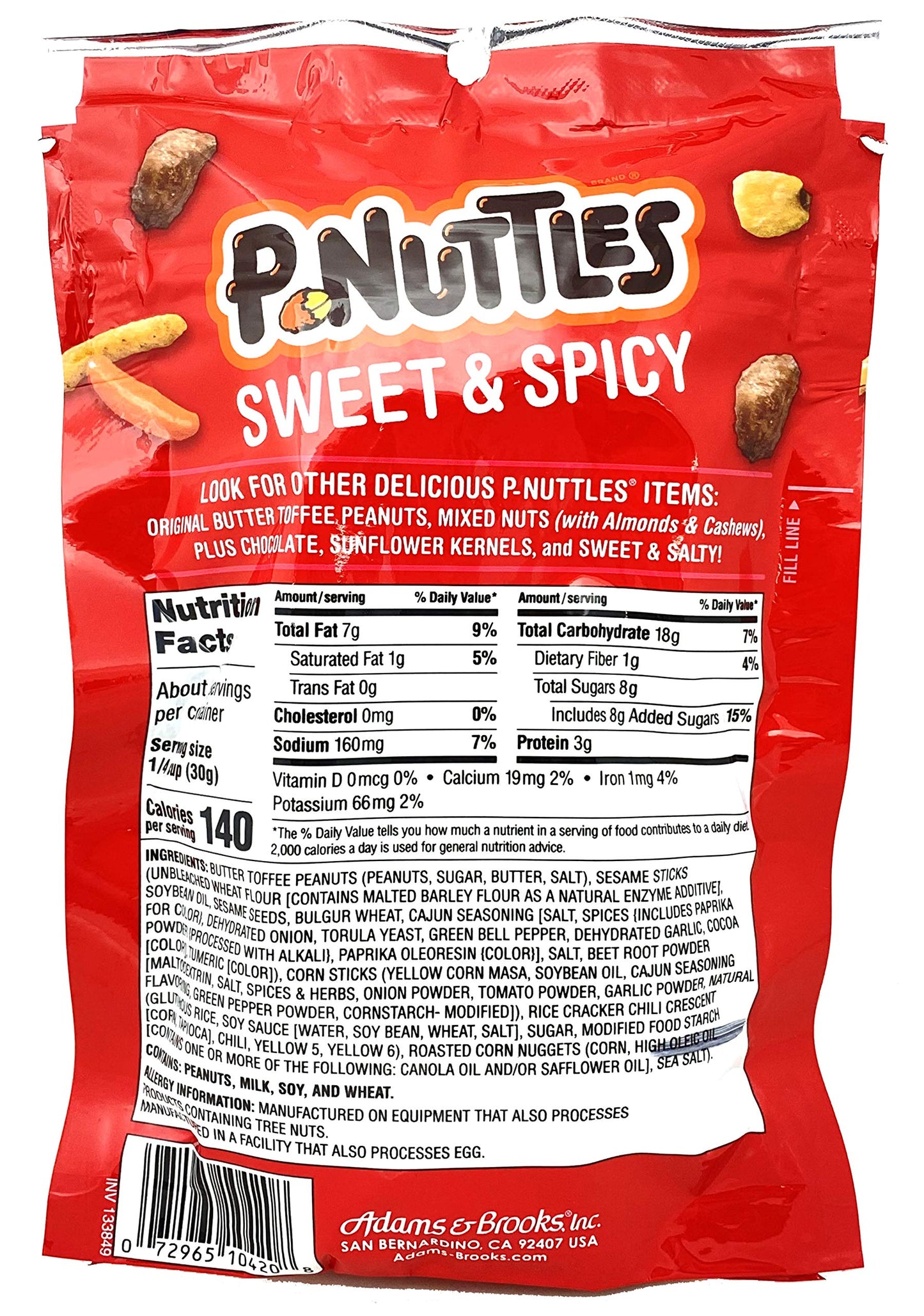 P-Nuttles Sweet & Spicy Butter Toffee Peanuts - Resealable Snacking Bags Of Sweet And Spicy Snack Mix, Made In The Usa, Kosher S